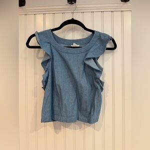 Club Monaco Light Blue Ruffle Sleeve Blouse